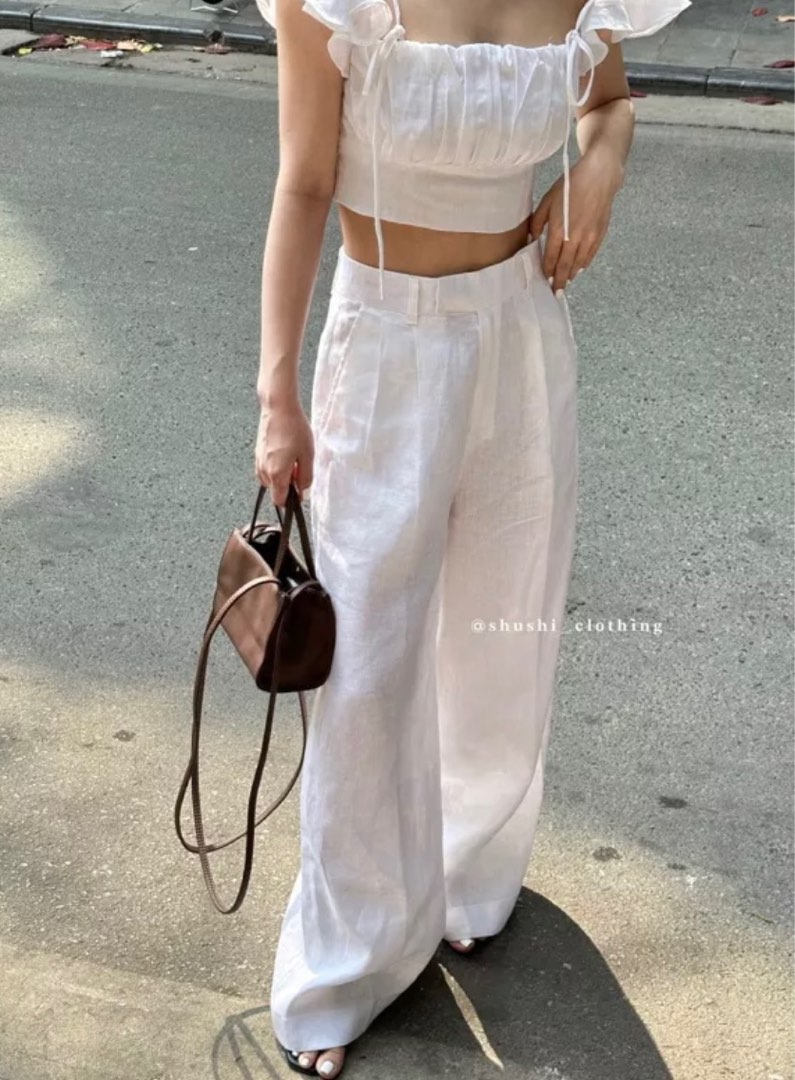white linen pants Women s Fashion Bottoms Other Bottoms on
