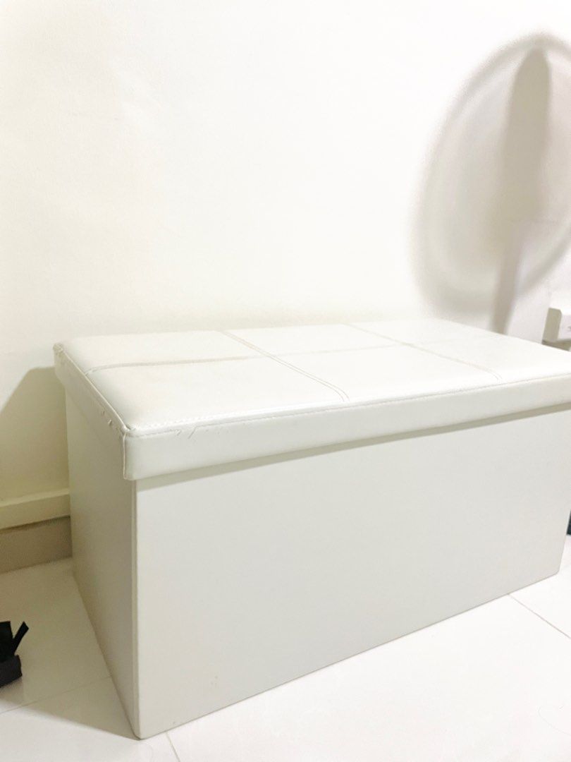 FREE White Ottoman Storage box, Furniture & Home Living, Furniture, Sofas on Carousell