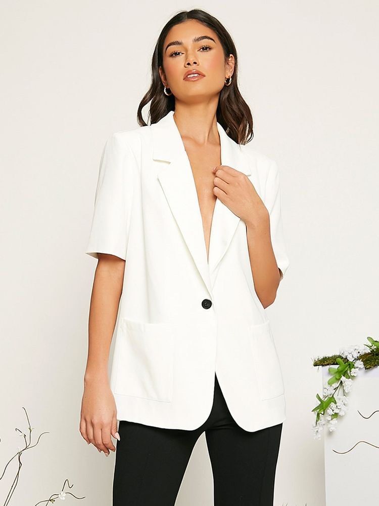 Short sleeve 2025 white blazer