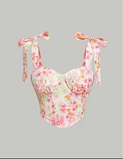 Women shoulder floral print knot size