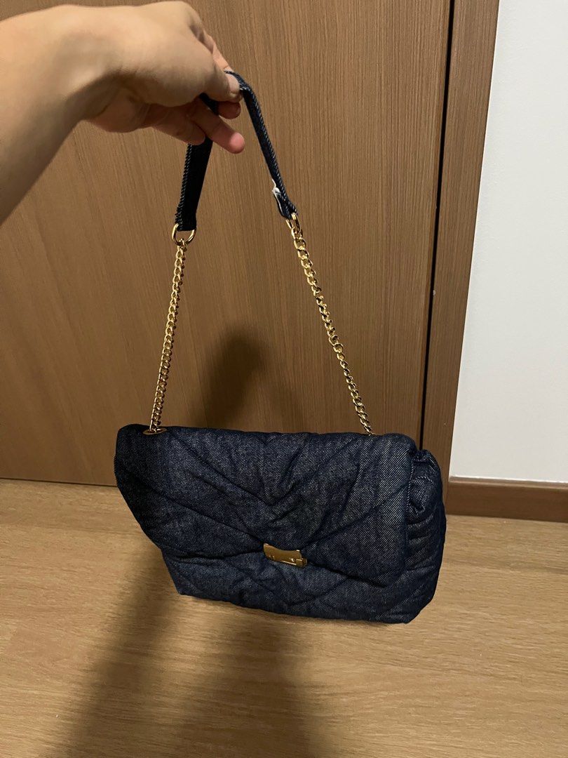 Zara quilted maxi best sale crossbody bag denim
