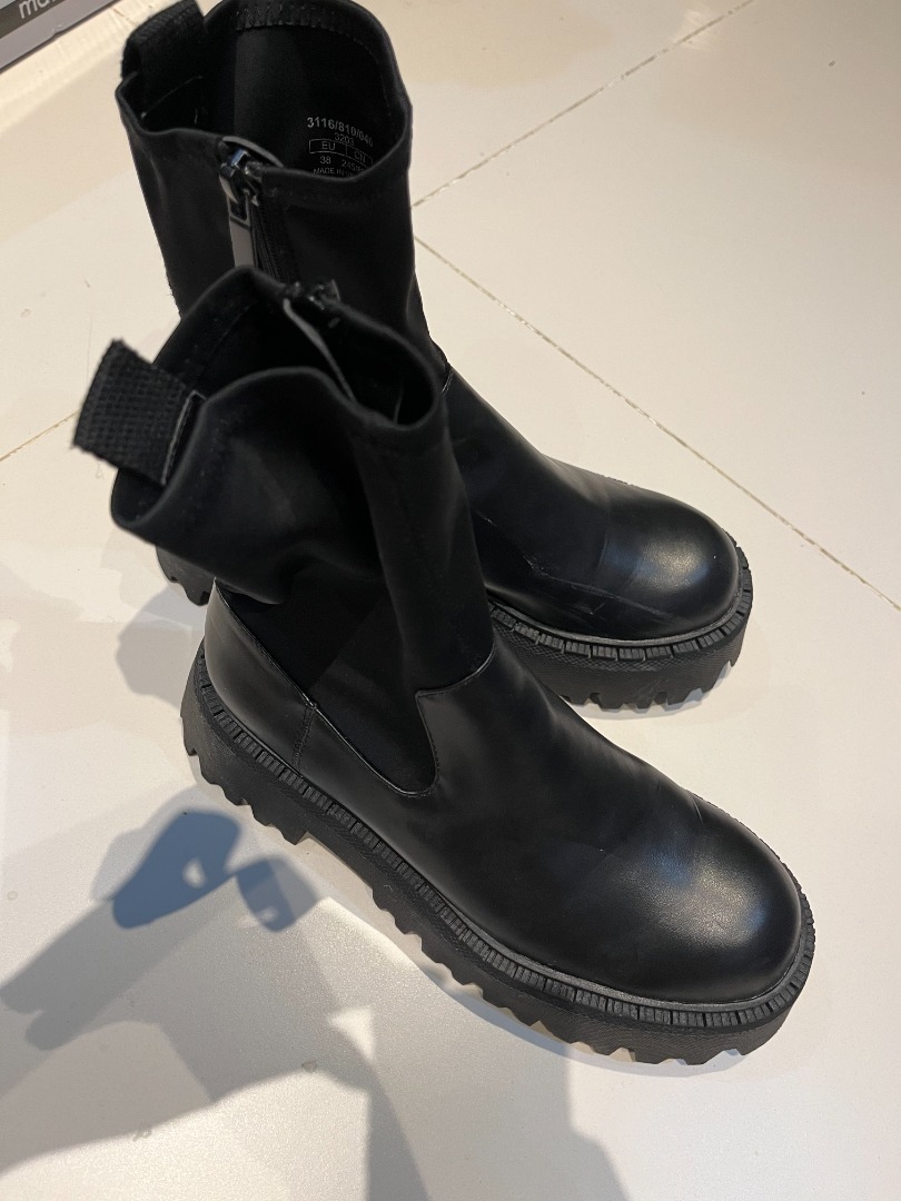 Zara black boots womens on sale