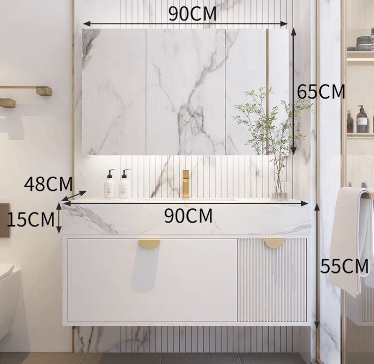 90cm Designer Vanity Set / White Gold Vanity / white basin vanity