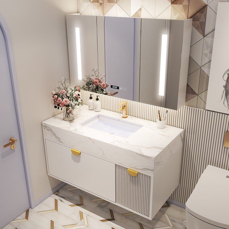 90cm Designer Vanity Set / White Gold Vanity / white basin vanity