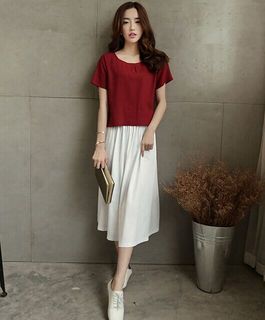 品名: 新款亞麻百搭長裙(白色) J-12297