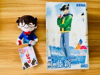 [ Original / New ] Sega Kudo Shinichi Luminasta Figure and Detective Conan Keychain Plushie