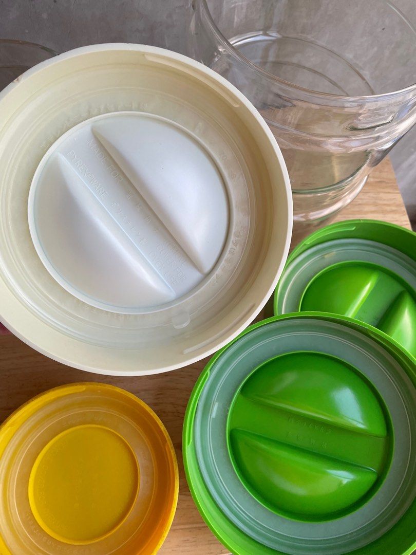 🇯🇵 Pyrex Iwaki Vintage Canisters (Category: Food Organization & Storage) located in Quezon City. Submitted by shopgood_mnl (Listing ID 1243574705, Image 3). Description: like new (A,C), well used (B) A - P450 - sold B - 250 C - P350 each (chipped lid, but does not affect the glass canister).