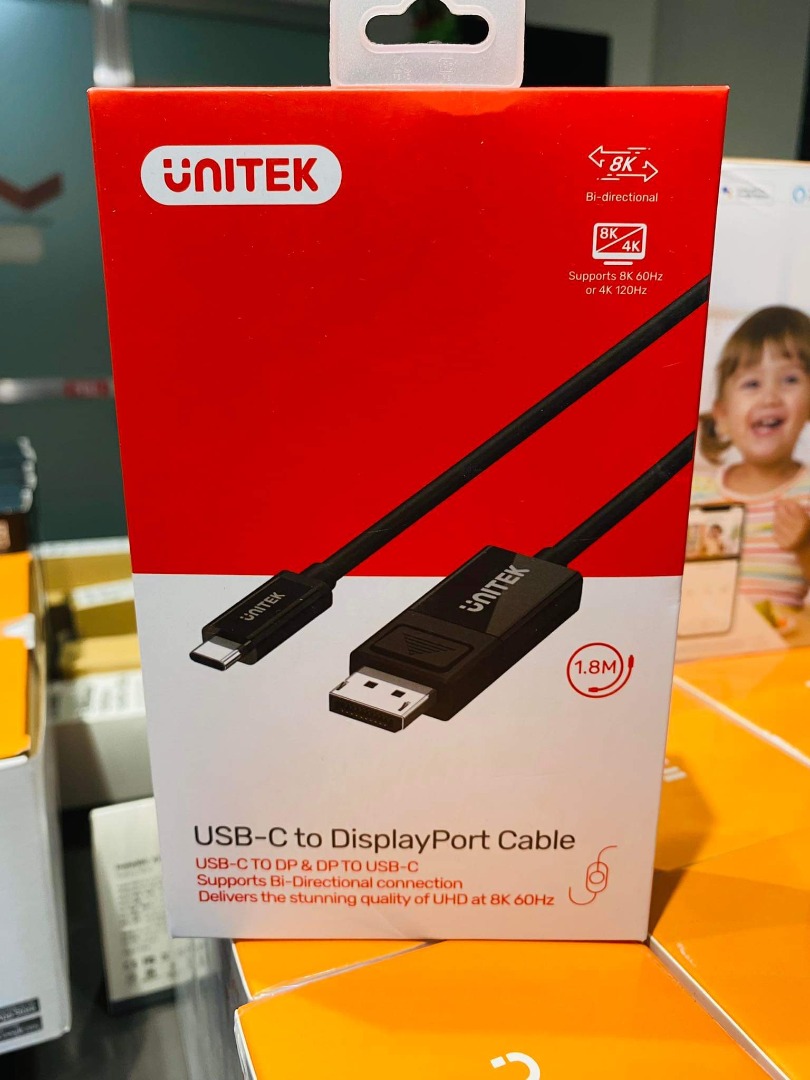 Unitek Usb C Male To Display Port Male 4k 8k 1 4 Cable Black 1m V1146a