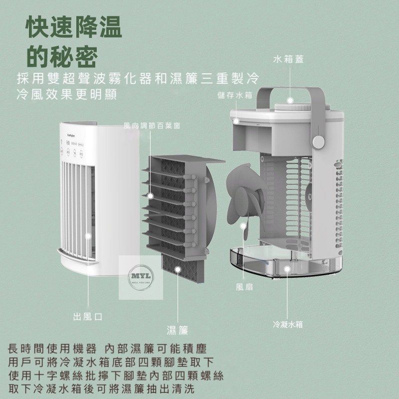 迷你冷氣 USB空調 冷風風扇 水冷冷氣上冷風機 檯面冷氣扇 Mini Air Conditioner USB Air Conditioner Air Cooler Fan Water