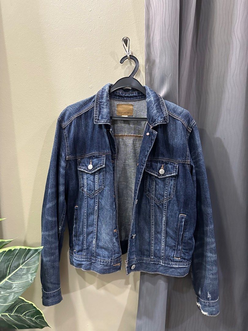 American Eagle Distressed Jean Jacket Women s Fashion Coats