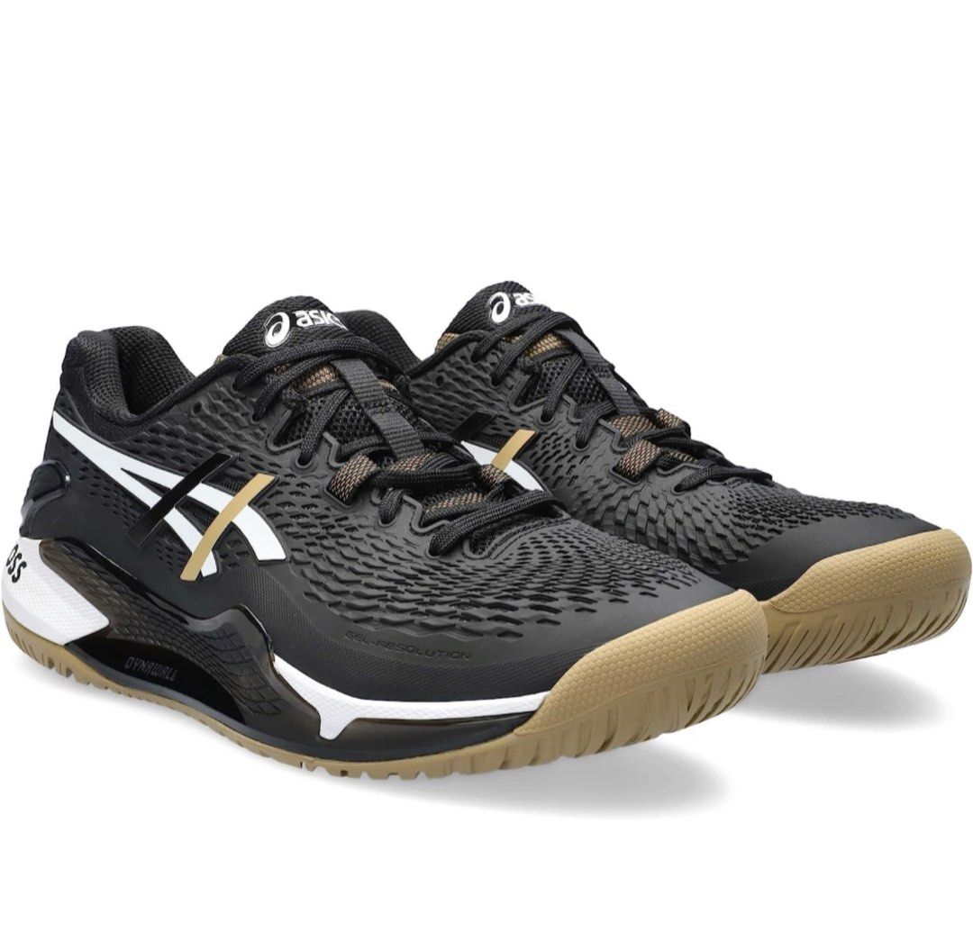 Asics x Hugo Boss Gel Resolution 9 Men tennis shoes Black/Camel, 名牌, 鞋及波鞋 Carousell