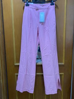Bershka Pink Straight Slit Trousers
