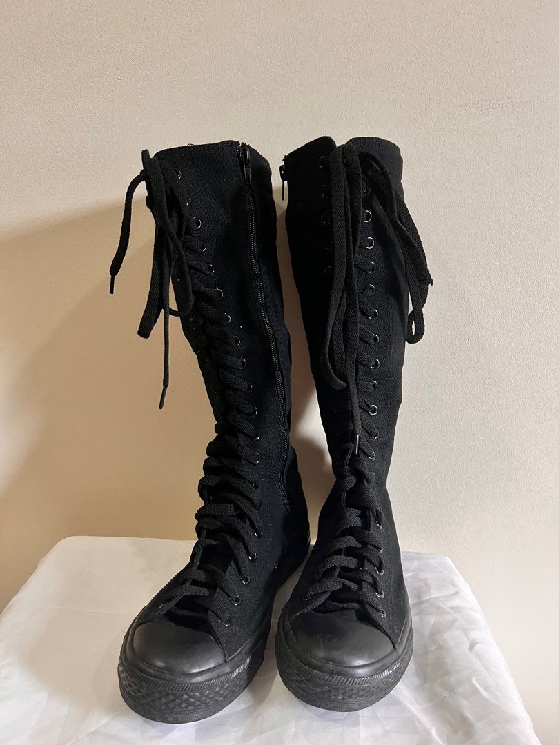 Black Boots Converse Style cotton material Women s Fashion