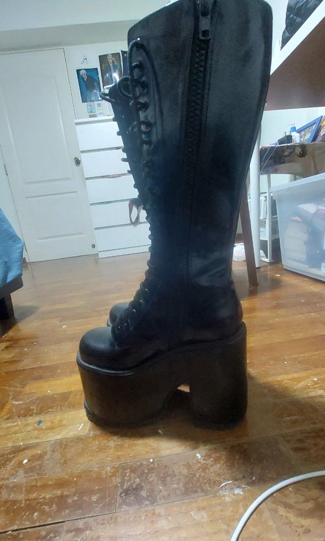 Real leather sales platform boots