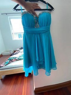 Blue Organza Empire Short Dress