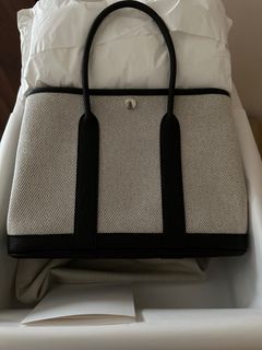 Hermes Garden Party 30 in Black Negonda Leather and Ecru Canvas, Luxury,  Bags & Wallets on Carousell