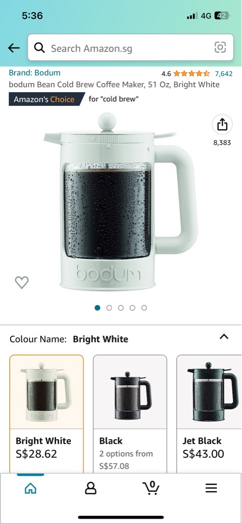 Bodum coffee cold brew French press, TV & Home Appliances, Kitchen