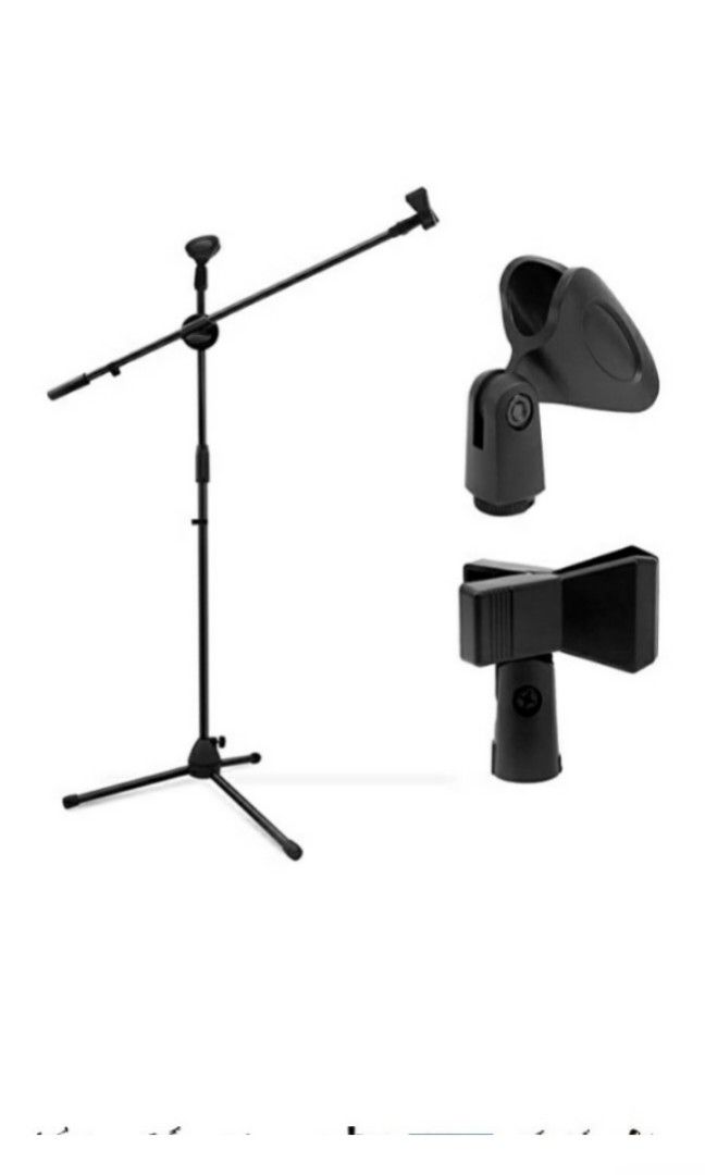 Brand new mic stand professional with 2 mic clips, Hobbies & Toys