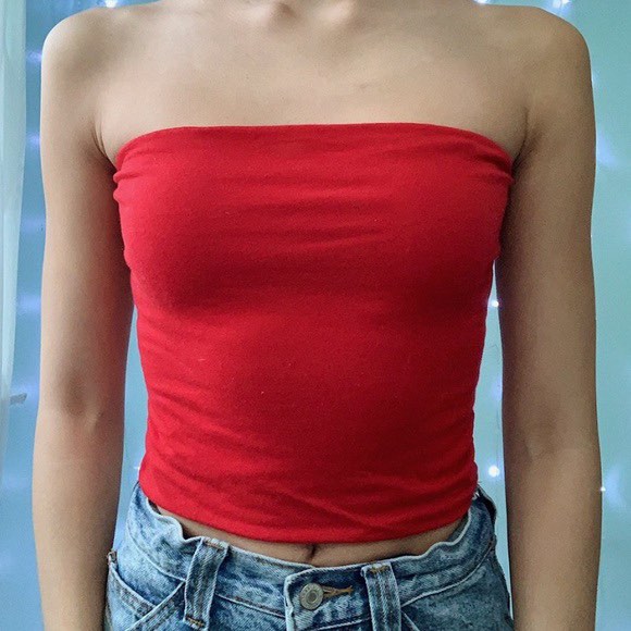 Brandy Melville Red Tube Top, Women's Fashion, Tops, Blouses on Carousell