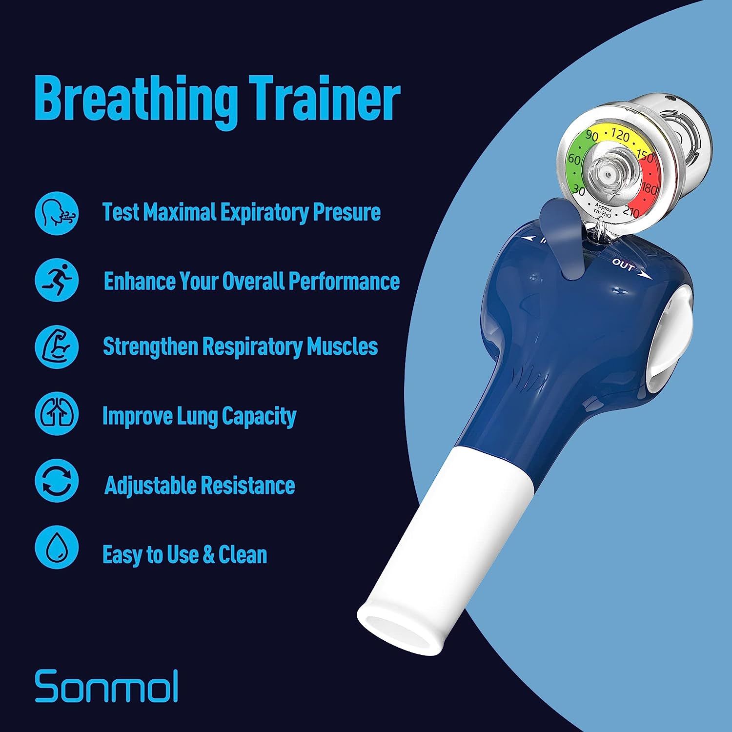 Breathing Exercise Device for Lungs Natural Breathing Trainer Lung