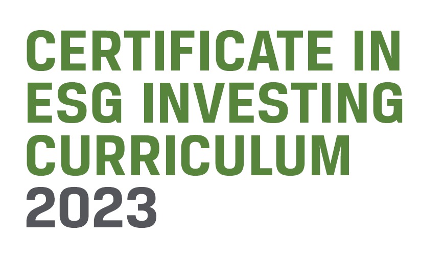 Certificate in ESG Investing CFA ESG Hobbies Toys Books Magazines