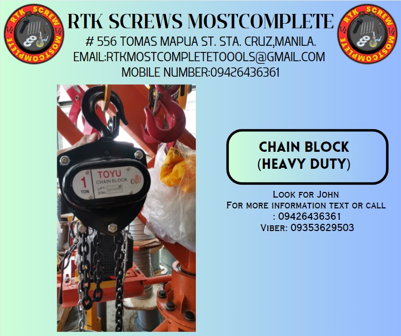 Chain Block (Heavy Duty) (1T x 3Mtrs), Commercial & Industrial ...
