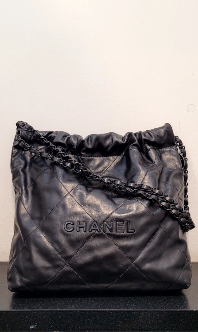 SASOM  Chanel Hobo Bag Large Chunky Chain Strap Lambskin