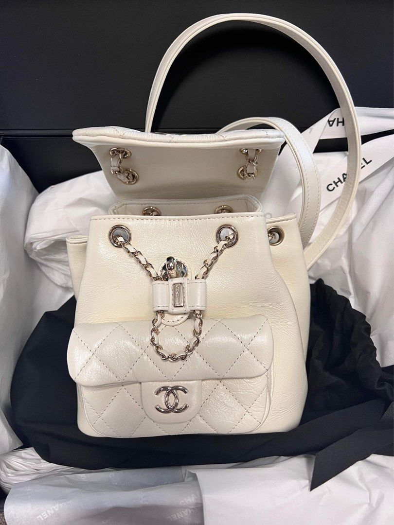 chanel white backpack