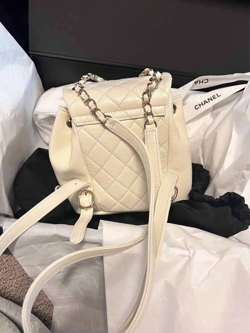 chanel white backpack