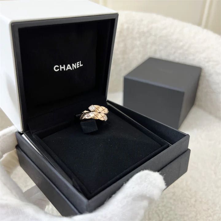 Chanel pink and white gold ring Coco Crush Toi et Moi collection  diamonds