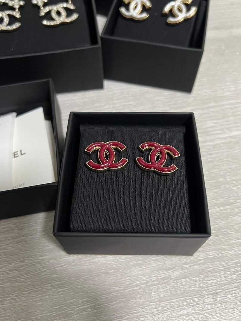 Red chanel earrings online