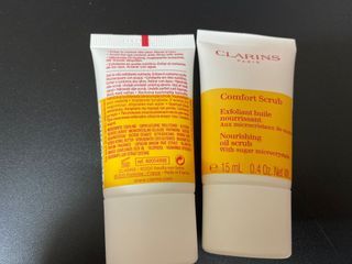 Clarinet comfort scrub nourishing oil scrub with sugar microcrystals 磨砂膏面部護理15ml x2  $60@2  包平郵