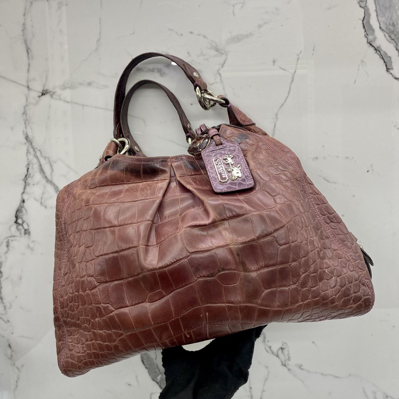 Purple croc bag shop