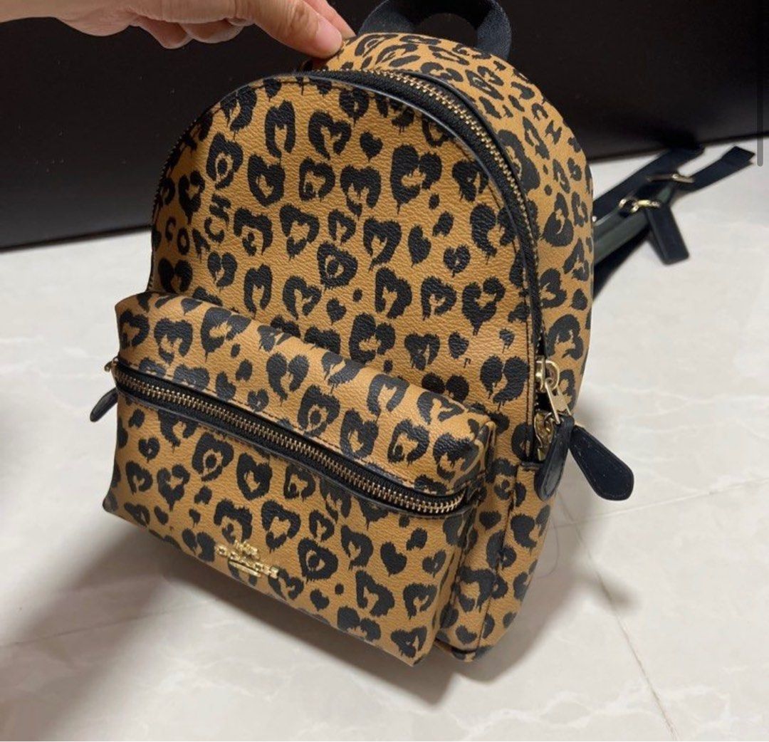Leopard print coach backpack 2025