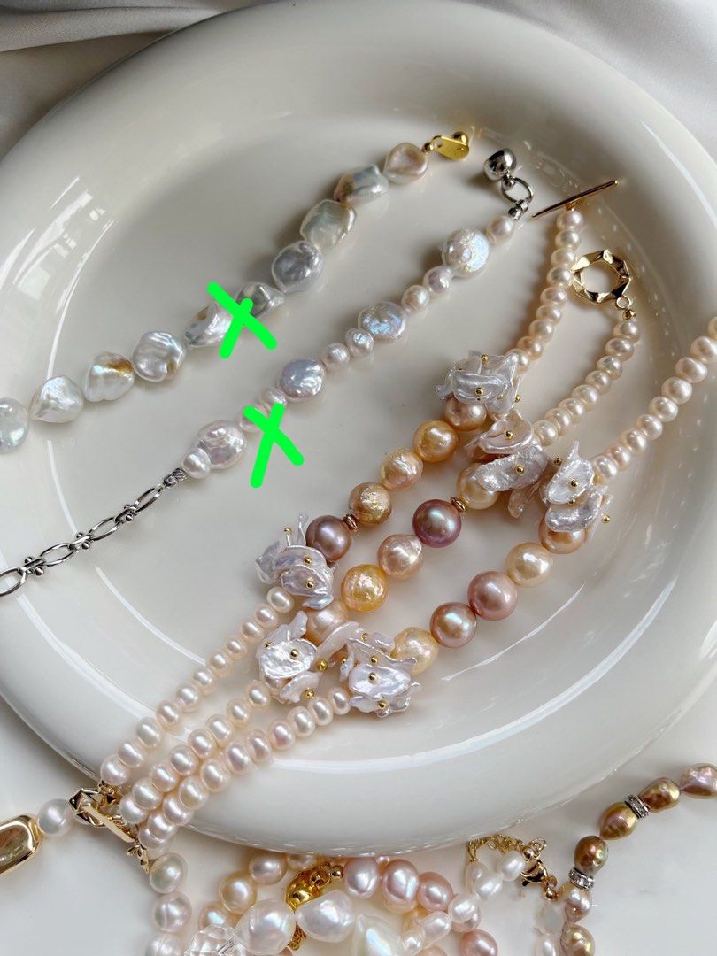 Floral Series Freshwater Pearl Bracelet Colourful Baroque Pearl Champagne Golden Lustre Luxurious