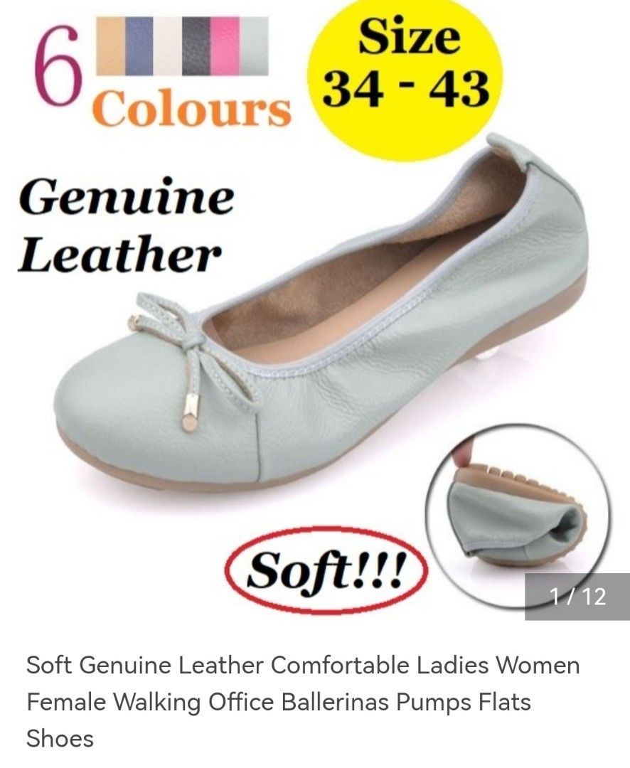 Genuine Cowhide Leather Red Ballerinas Ballet Flats with Thick Soles