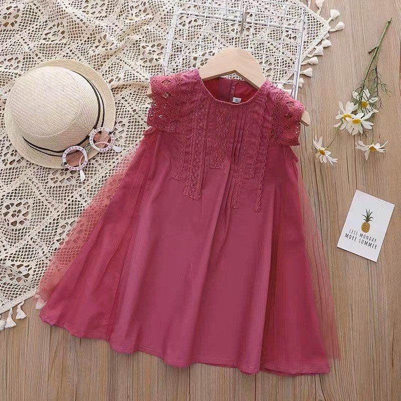 Cute girl s dress with crochet details and chiffon design
