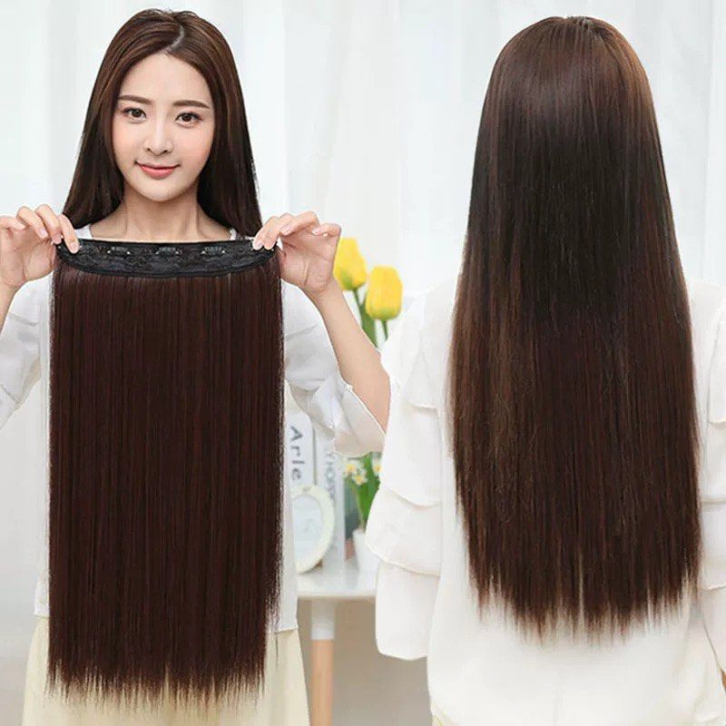 Colorful Hair Extension 18 inch 45cm Ombre Long Straight Hairpiece, Synthetic Heat Resistant Wigs 5 Clips in Hairpiece Long Wavy Hair, Curly Hair