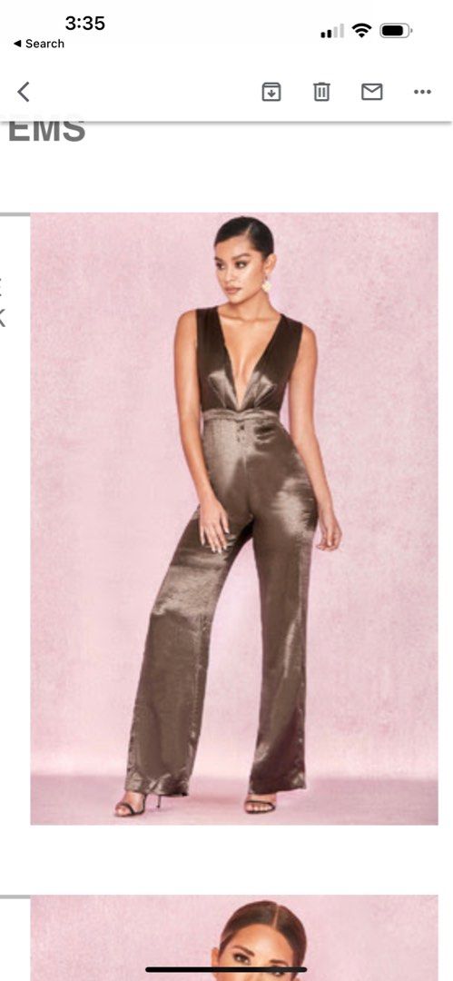 Satin discount plunge jumpsuit