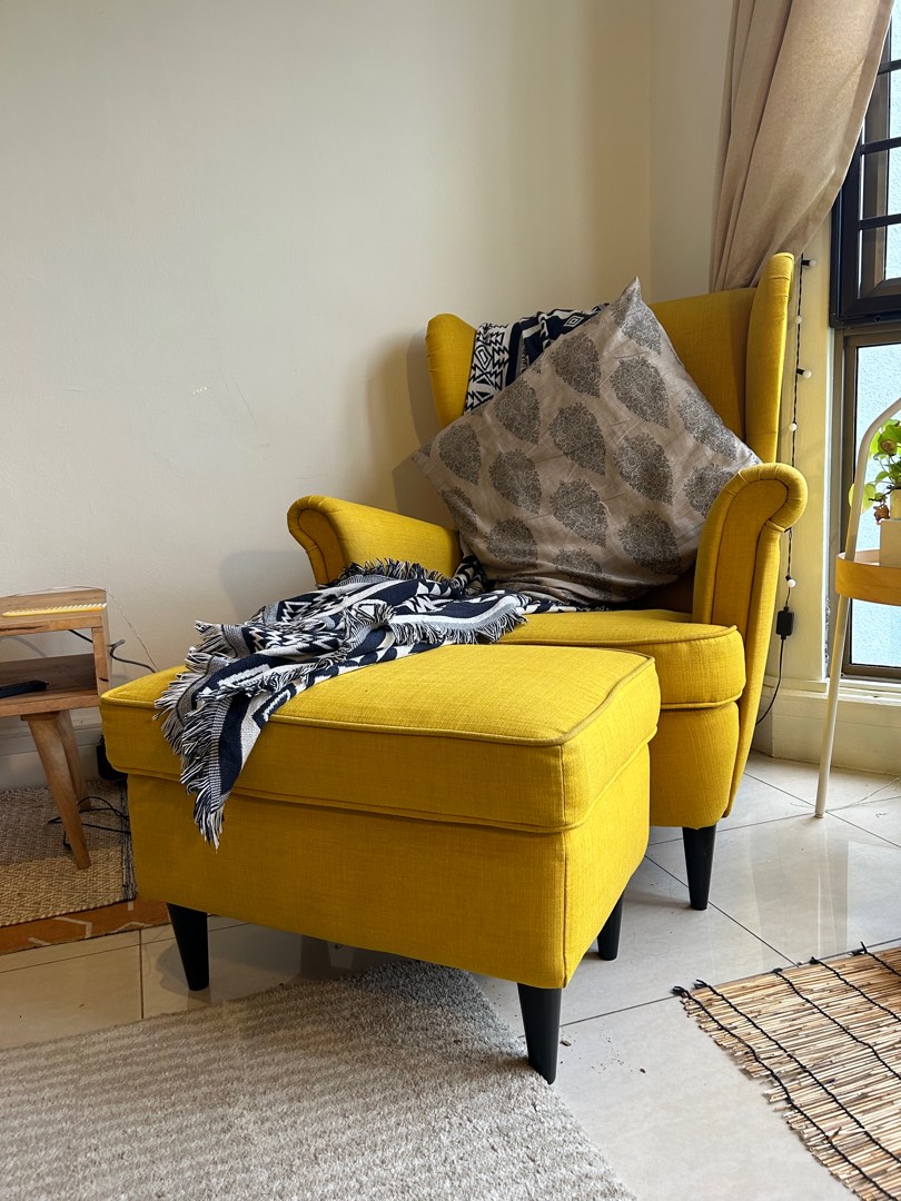 Ikea arm chair and footstool, Furniture & Home Living, Furniture