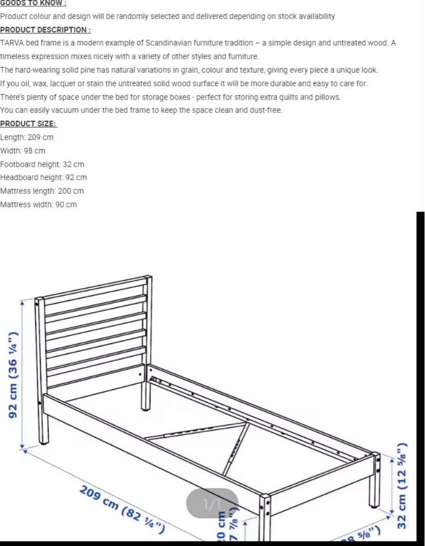 Ikea bed frame wooden, Furniture & Home Living, Furniture, Bed Frames