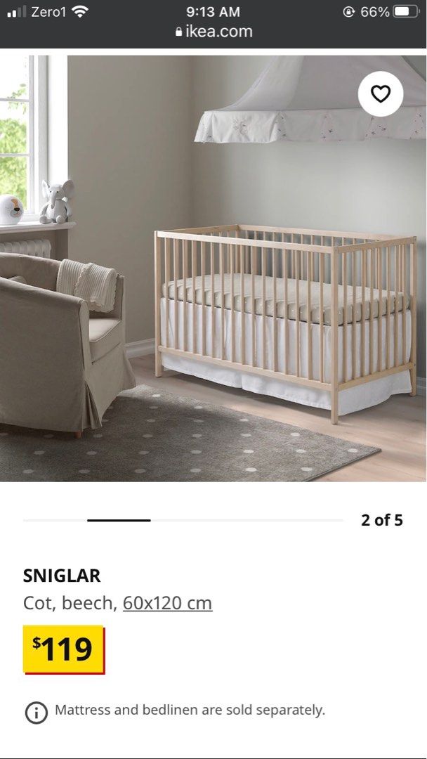 IKEA cot and cot mattress, Babies & Kids, Baby Nursery & Kids Furniture