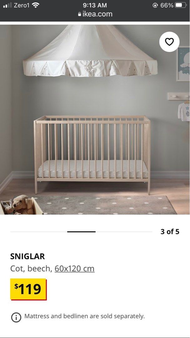 IKEA cot and cot mattress, Babies & Kids, Baby Nursery & Kids Furniture