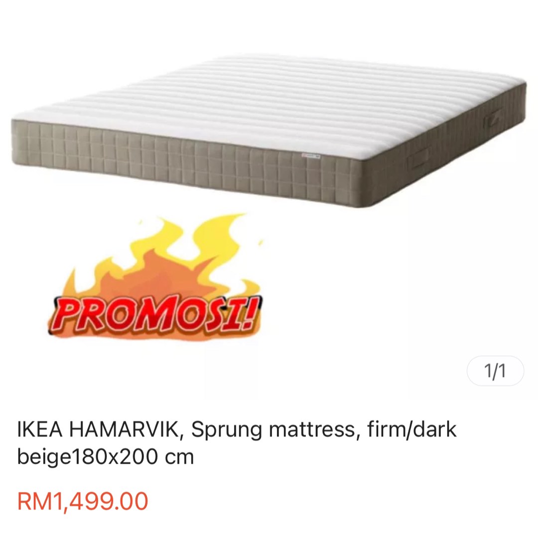 Ikea Hamarvik Queen Mattress, Furniture & Home Living, Furniture, Bed