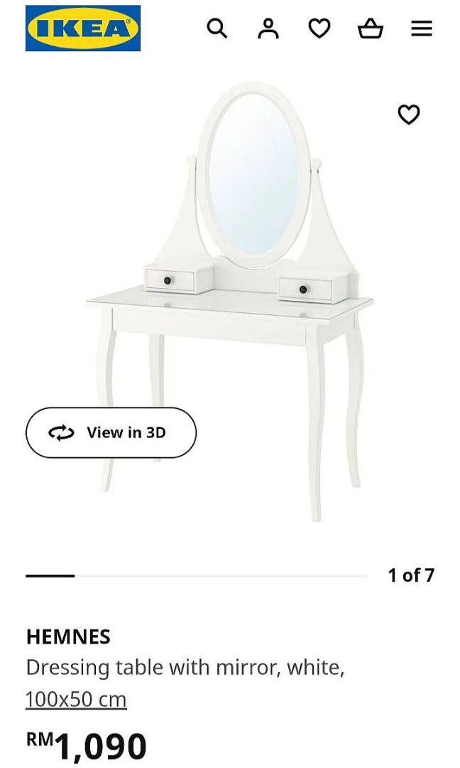 IKEA HEMNES DRESSING TABLE WITH MIRROR, Furniture & Home Living