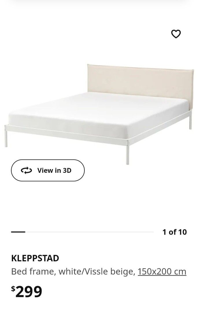 IKEA Kleppstad double queen bed frame Moving out sale!, Furniture