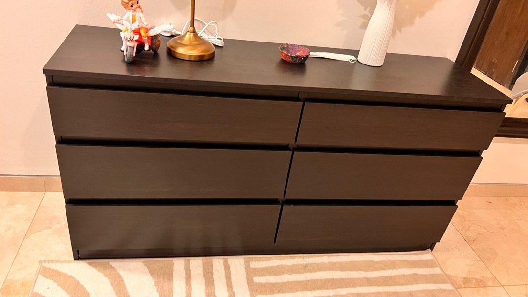IKEA KULLEN N CHEST 6 DRW 140X72 BLACK BROWN