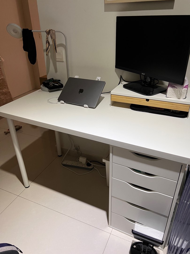 IKEA LAGKAPTEN/ALEX White Study Work Desk, Furniture & Home Living