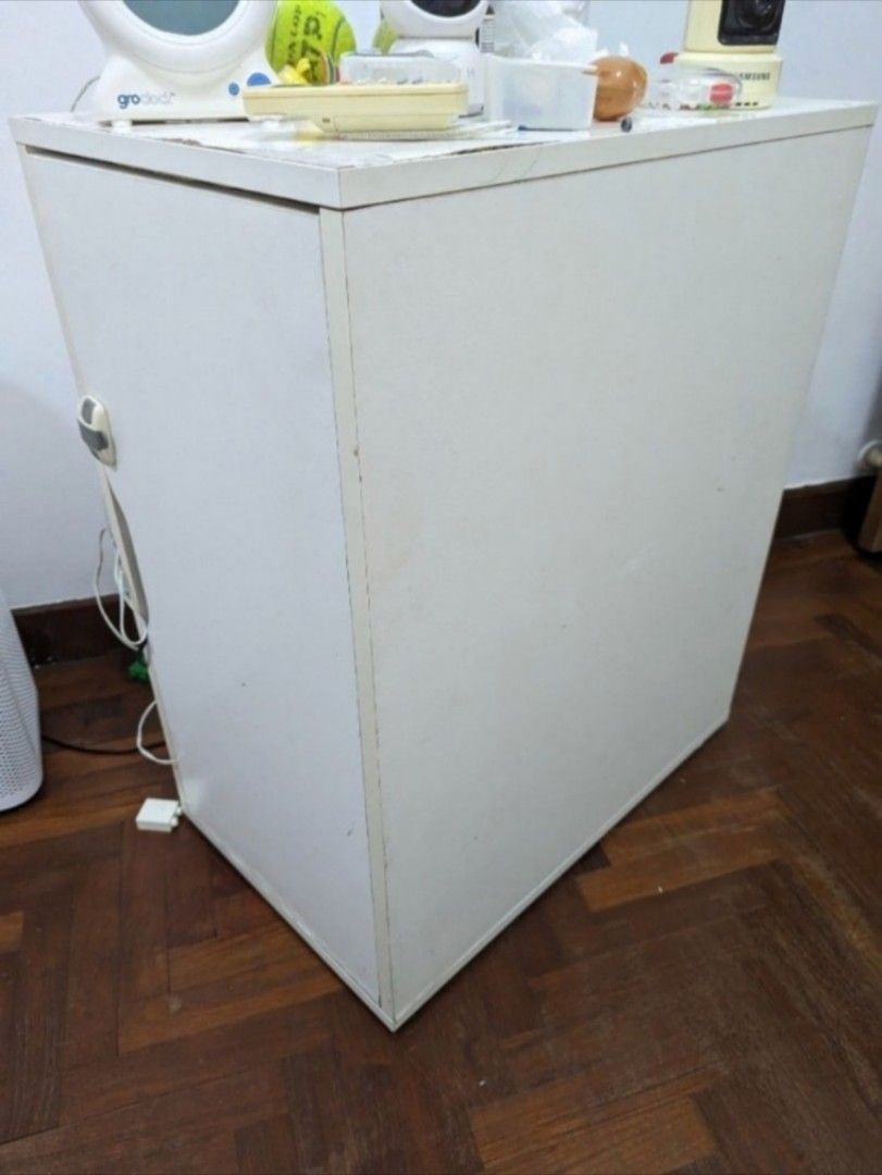 IKEA side table with door, shelf inside, cable hole out the back, Furniture & Home Living