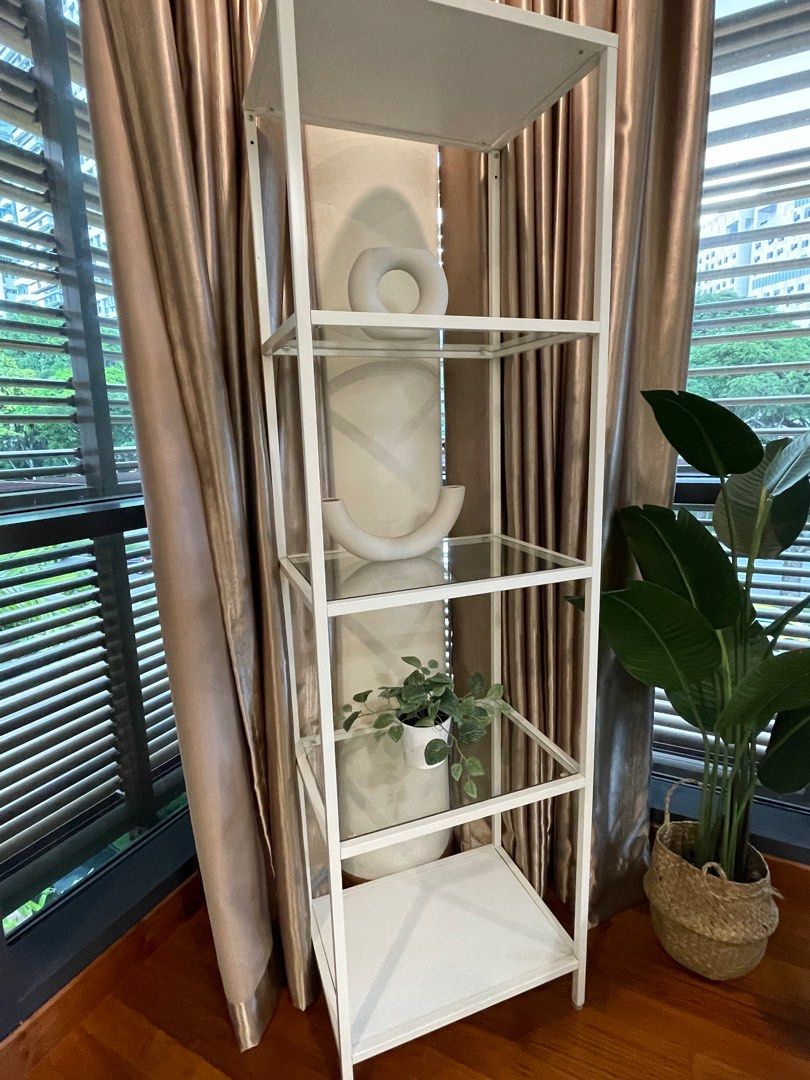 Ikea Vittsjo glass shelf in white, Furniture & Home Living, Furniture